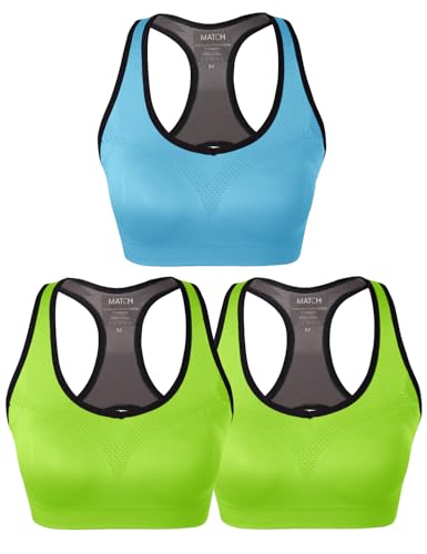 Image of Match Sports Bras for Women, Seamless Racerback Bra with Mid-Impact | Full Coverage Bras with Removable Pads, Soft & Breathable Fabric, Ideal for Yoga, Running, Workout, Pilates & Daily Wear