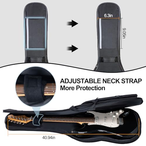 Image of VEKTO Electric Guitar Gig Bag Padded Soft Guitar Case with 900D Waterproof Fabric, 2 Storage Pockets, Adjustable Backpack Straps, Portable Lightweight Guitar Bag, Black