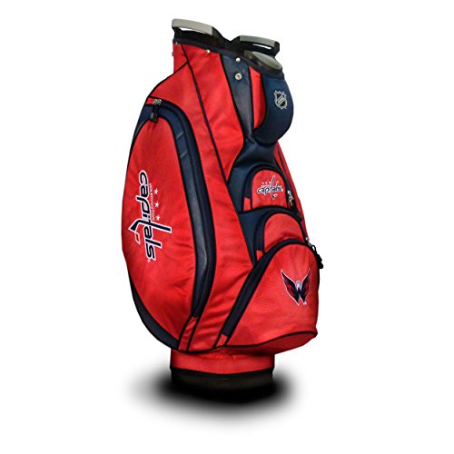 Team Golf NHL Washington Capitals Victory Golf Cart Bag, 10-way Top with Integrated Dual Handle & External Putter Well, Cooler Pocket, Padded Strap, Umbrella Holder & Removable Rain Hood