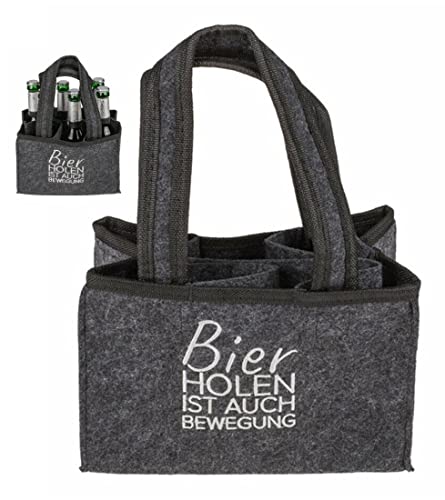 CBK-MS Herrenhandtasche - Bier holen ist auch Bewegung - Flaschentasche Männerhandtasche Flaschenträger für 6 Bier Flaschen Dosen Cover