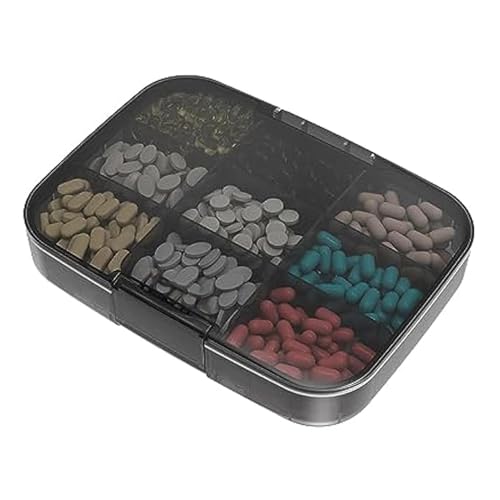 Pastillero Hermético,Dosificador De Comprimidos Con 9 Compartimentos,Organizador De Pastillas Para Viaje,Pastillero Extragrande A Prueba De Humedad Para Exteriores Y Viajes Aceite De Hígado De Bacalao