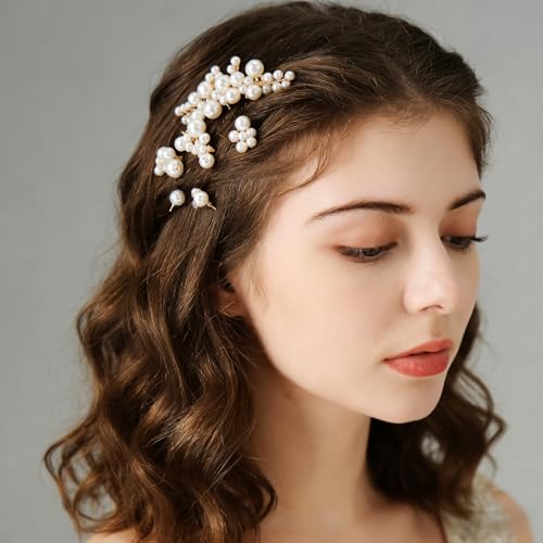 Set de 5 Peines y Alfileres de Perlas para Novias miniatura 3