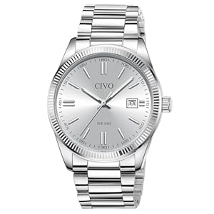 CIVO Herren Uhr Edelstahl Armbanduhr Einfach Business Wasserdicht Uhren für Männer Analog Quarz Herrenuhr mit Leuchtend Datum