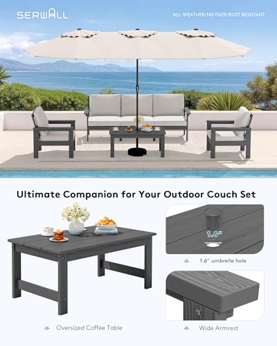 Image of SERWALL HDPE Outdoor Patio Furniture Set with Coffee Table