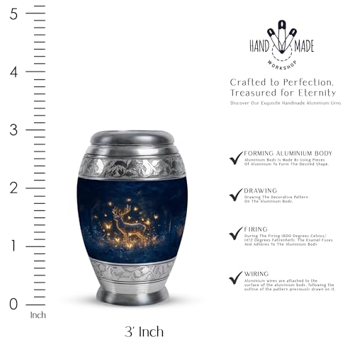 Image of Deer Urn Memorial Small Burial Urn for Ashes for Women & Men 3 Inch | Mini Cremation Urns Memorial Urns for Human Ashes Unique for Adult Human