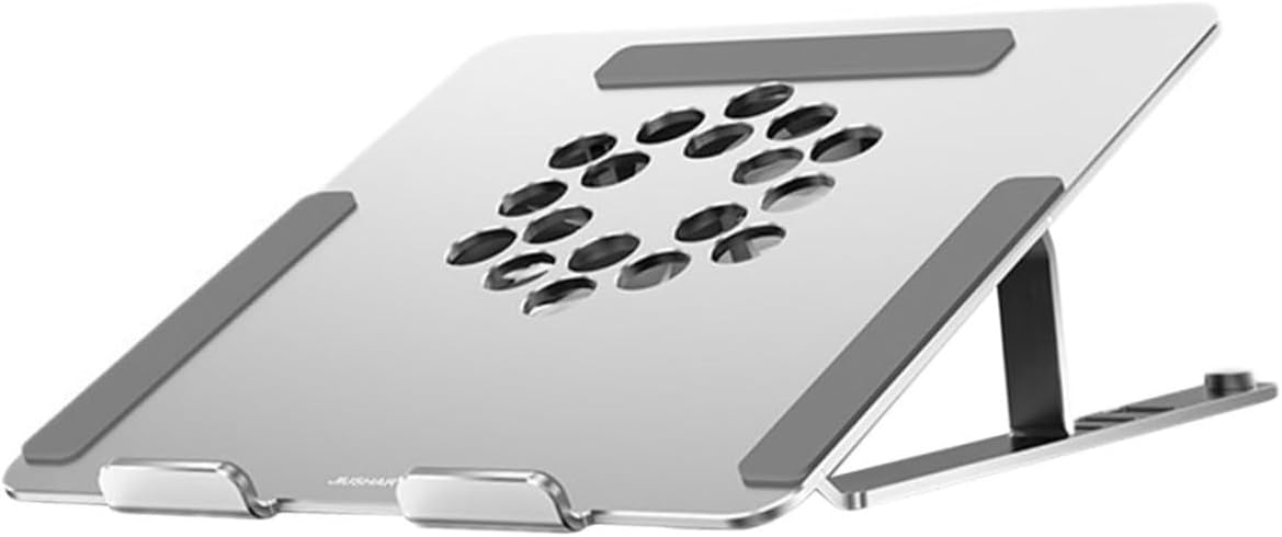 Cabilock Aluminum Alloy Laptop Cooler Stand with RGB LED Fans, Height Adjustable Ventilated Cooling Pad for Gaming and Office Notebooks, Silver