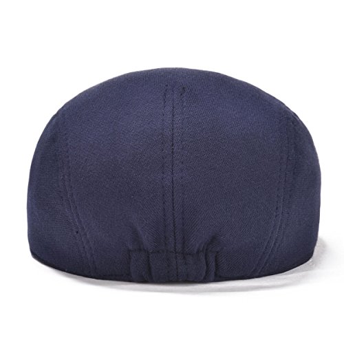 Feinion 2 Pack Men Cotton Newsboy Cap Soft Fit Cabbie Hat (Dark Grey/Navy) #TOP6