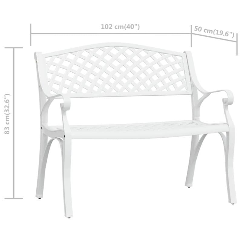 Eleganz Panchina da giardino 102 cm in alluminio pressofuso e ghisa Bianco