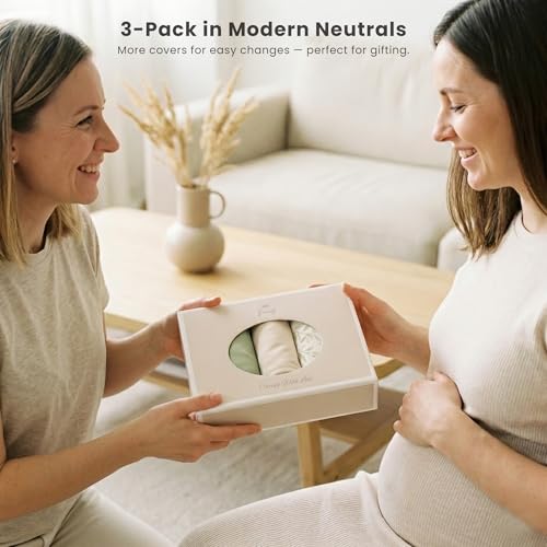 Image of Konssy 3 Pack Stretchy Bassinet Sheets for Baby Girl Boy, Soft Breathable Baby Bassinet Mattress Sheets Fit for Hourglass Oval Cradle, Moses Basket Rectangle Mattress (Garden Sage)