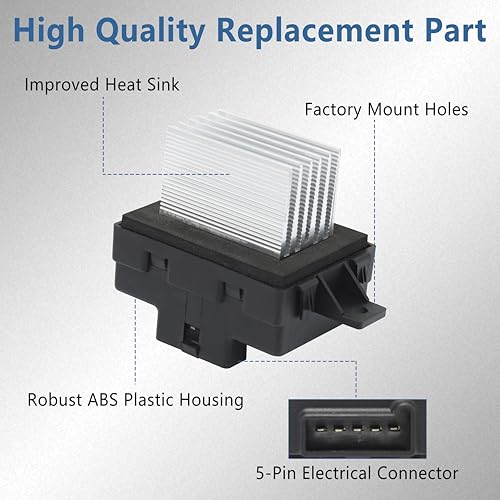 Image of HVAC Blower Motor Resistor with Connector Wire Harness Compatible with 2010-2012 Ford Fusion, 2007-2012 Lincoln MKZ, 2006-2011 Mercury Milan, Replace 8E5Z19E624A 6E5Z19E624AA JA1712 YH1825 4P1589
