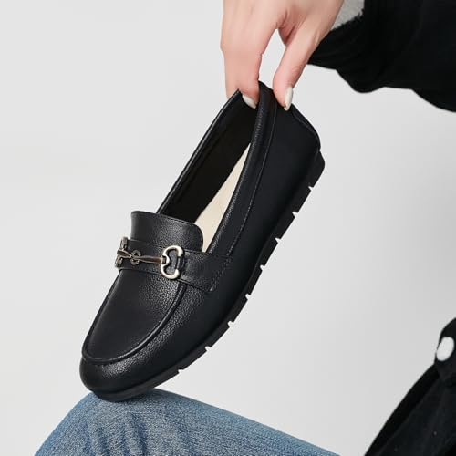 Women's Loafers Comfortable Dressy Slip on Flats Penny Loafers for Women Office Work Walking Shoes with Buckles4