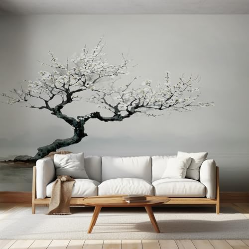 Generisch Papier Peint Panoramique Arbre Chambre Salon Cuisine Intissé, Papier Peint Motif Japonais Zen, Deco Murale Arbre, 130 x 80 cm, SH0252