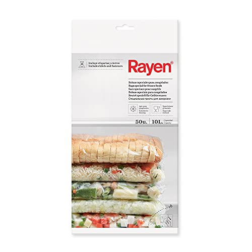 Rayen | Bolsas Especiales para congelados | Especial para Alimentos | con Etiquetas y Cierres | Pack 50u | 10litros | 47 x 30cm