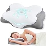 Fyova Memory Foam Pillows, Odorless Ergonomic Cervical Neck Pillow, Adjustable Memory Foam Neck Pillows with Breathable Pillowcase, Contoured Support Pillows for Side Back Stomach Sleepers White