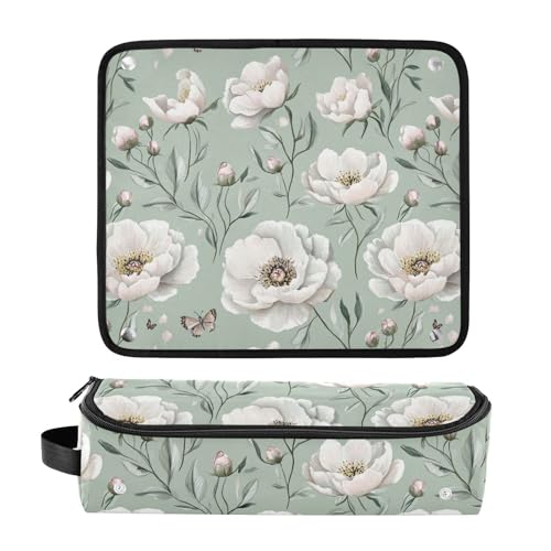 Bolso de viaje blanco para herramientas de cabello con estera resistente al calor para planchas, rizadores y secadores miniatura 3