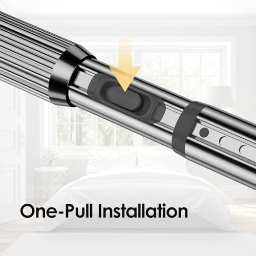 Image of Silver Tension Curtain Rod 41-126In(4-10Ft), Long Outdoor Curtain Rod No Drilling for Window or Patio, Heavy Duty Shower Rod for Bathroom,Rod Diameter 1.26In-One-bond stretching