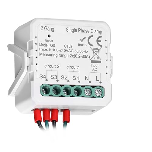 Two sets of 80A single-phase clamp-on solar photovoltaic energy meters with bidirectional current transformers.(1 Gang)
