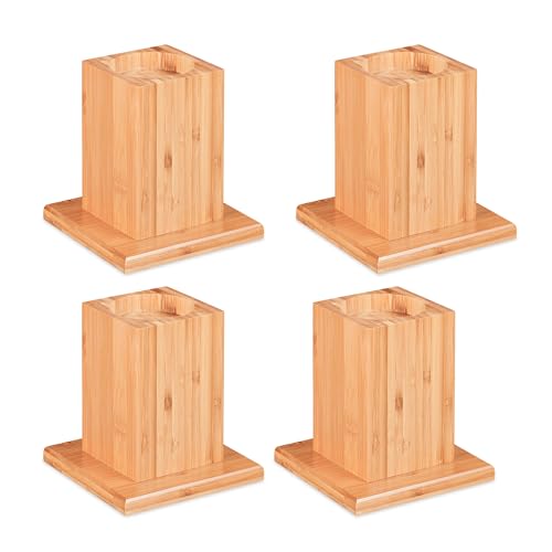 Relaxdays Möbelerhöher 4er Set Erhöhung um 14 cm für Tische Betten und andere Möbel HxBxT 15 5x14 5 cm Natur 4 Stück