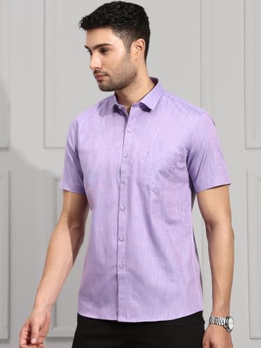Image of RAMRAJ COTTON Men Cotton Solid Half Sleeve Shirt