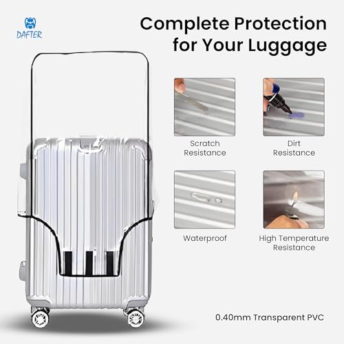 Image of DAFTER PVC Transparent Luggage Trolley Waterproof Cover | Dustproof Suitcase Protector with Zipper for Hard Luggage | Travel Trolley Bag Cover for 20 Inch Suitcase