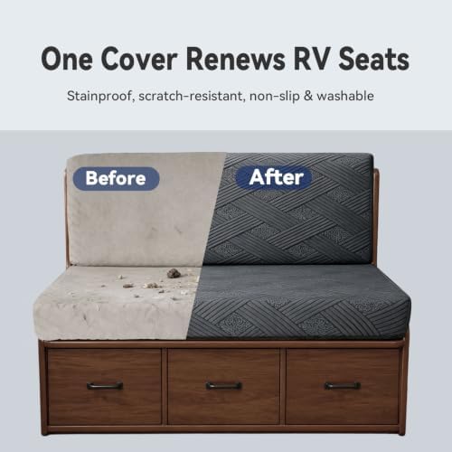 Oloepfo 4PCS RV Dinette Cushion Covers, Premium 3D Jacquard Stretch Camper Cusion Covers, Breathable & Washable RV Booth Covers for Travel Trailer, Motorhome — view 5