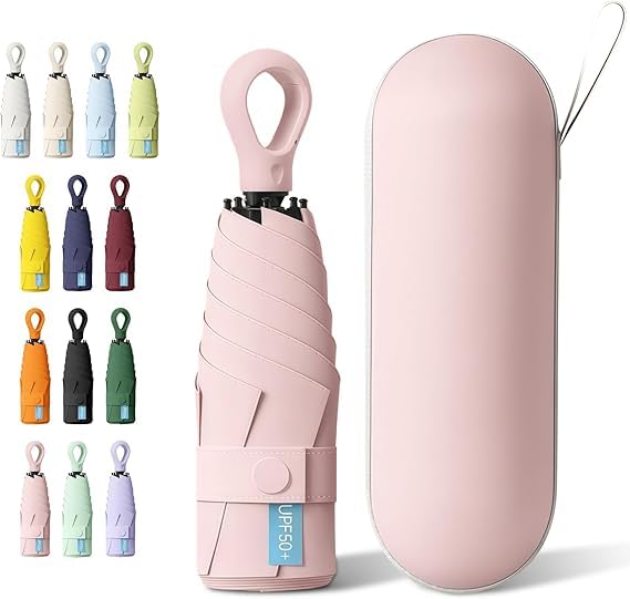 Image of Umbrella, Mini Folding Windproof & Compact UV Umbrella for Sun Protection Rain Windproof Strong Large 3 Fold for Women Handbags,3 Fold for Men Women, Stylish & Compact