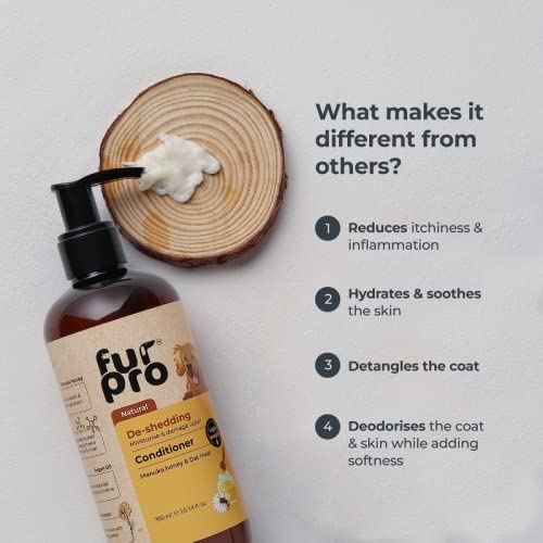 Image of Natural Dog Conditioner - Manuka Honey & Oatmeal | Controls Hairfall, Soothes Itchiness & Inflammation | Hydrates, Softens & Adds Shine | for All Breeds - 300ml