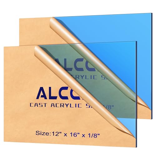 Image of Blue Acrylic Sheet 12 inch x 16 inch x 1 /8 inch, ALCCIFI Cast Plexiglass Sheets for Laser Cutting & Engraving, 2 Pack Translucent Acrylic Board for Cricut, Signs & DIY Projects