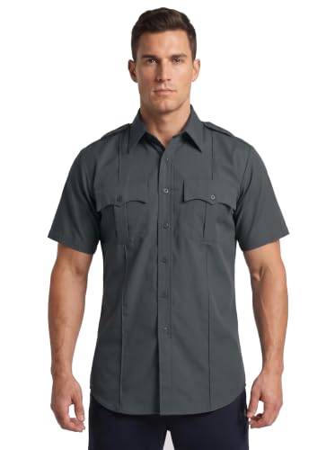 Image of First Class 100% Polyester Short Sleeve Men's Uniform Shirt White