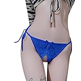 Genérico Lenceria Mujer Sexy - Lingerie Sexy Mujeres Tanga Sexy Transparente Tentación Bragas Tanga Pantalones de Encaje Calzoncillos Bragas (Blue One Size)