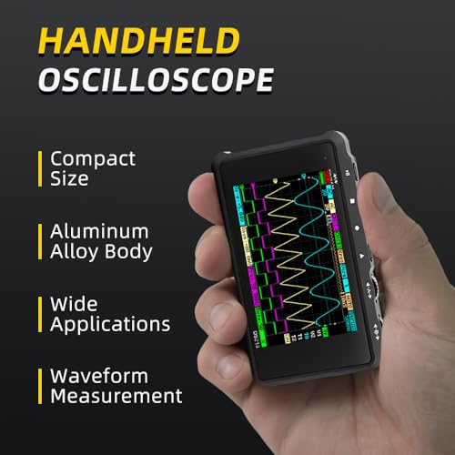 MINIWARE Tragbares Oszilloskop DS213 Tragbares Mini-Handheld, eingebauter Akku, 4 Kanäle, Bandbreite 15 MHz, Einsteiger-Oszilloskop für Einsteiger