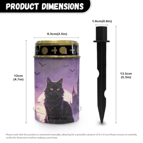 Image of Black Cat Solar Flame Lights, Waterproof Flameless Candles | Water Resistant LED Flameless Candle, Grave Light Solar Powered Landscape Lights for Grave Memorial Gift 2 Pack