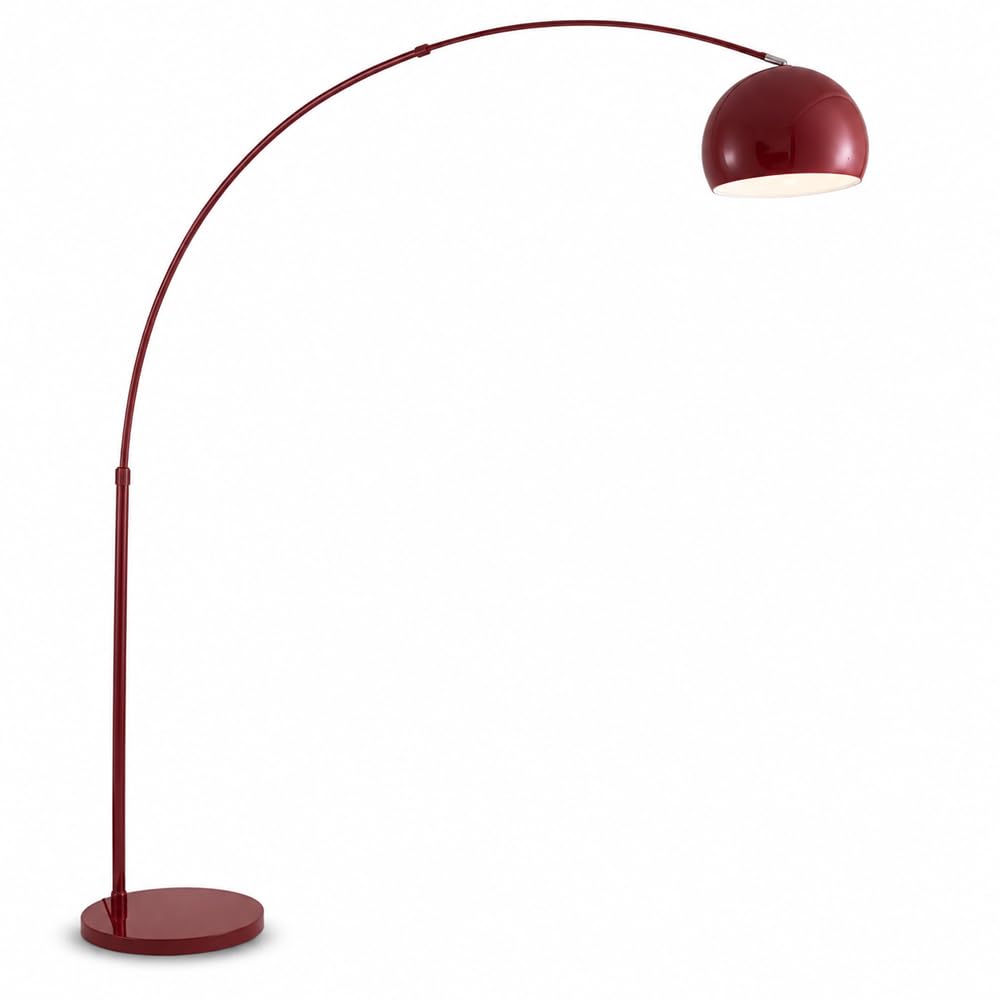 Lampada da terra moderna ad arco rosso, lampada da terra con braccio ad arco regolabile in altezza, luce da terra regolabile con dimmer a 3 colori e interruttore a pulsante, lampada da terra