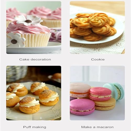 Foto von Keyoung Edelstahl Gebäckpresse Set, Spritzgebäck Presse mit 8 Tüllen und 13 Schablonen, Profi Keksmaschine, DIY Backen Garnierspritze für Kuchen Kekse