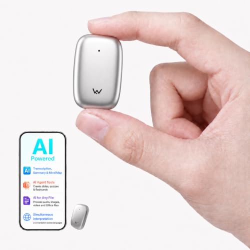 WaveNote TAG AI Voice Recorder &ndash; Speech-to-Text Transcription & Summary, 42-Hour Long Recording, Real-Time Translation, Ideal for Business Meetings, Lectures, Interviews, 40-Day Standby