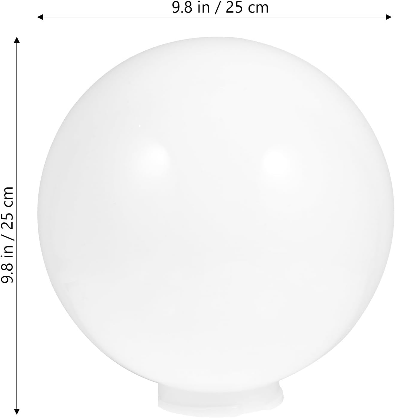 Acrylic Outdoor Lampshade Globe Cover 250mm Diameter Milk White Ball Lamp Shade with 95mm Socket for Light Fixture Replacement and Pole Lighting