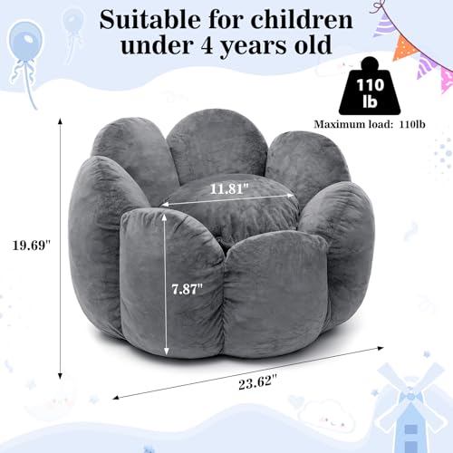 Image of HOMMPA Bean Bag Chair for Kids Boys and Girls Comfy Beanbag Shell Shape Bean Bags Small Lazy Sofa for Living Room Bedroom Grey