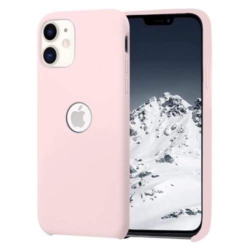 Image of VONZEE Microfiber Logo Cut Compatible for iPhone 11 Case Liquid Silicone Cases Non-Slip Full Body 4 Layer Protectives Shockproof Back with High Raised Camera Lips Sand Pink