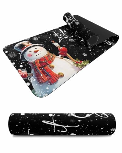 Debedcor Heat Proof Table Pads Waterproof Decorative, Black Snowman Christmas Non-Slip Table Countertop Protector, Winter Xmas Gifts Snowflakes Insulation Mat for Kitchen Room, 40 x 12 Inches