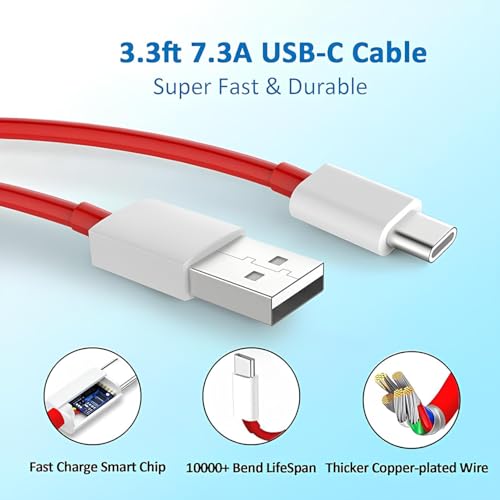 Image of KALIAT 65 Watt Fast Charger with USB Type C Cable Combo Compatible with Samsung, OnePlus 11 /11R /10 /10 Pro, Realme, redmi, Oppo Mobile, Dash, Warp, Vooc, Supervooc & Other Type C Charging Adapter white