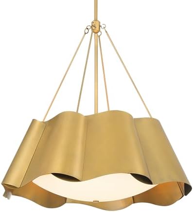 Minka Lavery 3954-732 Waveform 4 Light 26" Wide Multi Light Pendant - Legacy Brass with Etched Seeded Glass