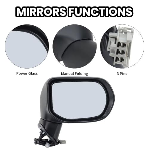 Accessoires de rétroviseur latéral pliant manuel apprêt noir pour Civic - 4