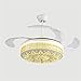 QCLU 42 Pollici di Cristallo di Ventilatore a soffitto con luci Moderne Invisibile Retrattile lampadario Fan 3 Costi ABS Lame Soffitto LED Fan Kit Luce