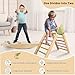 LOL-FUN 4 in 1 Pikler Triangle Set Climber with Ramp & Slide, Large Size Wooden Foldable Toddler Climbing Toys Indoor, Montessori Climbing Toys for Toddlers 1-3 Inside