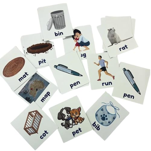 Image of Montessori Wooden Spelling Game for 4 Year Old Boys - 54 Flash Cards, 3 Letter Word Puzzle, Learn First Words, Educational Learning Toy for Kids 3-5 Years