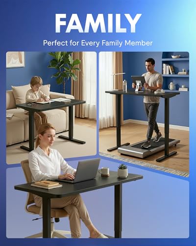 FLEXISPOT EN1 One-Piece Standing Desk, Electric Adjustable with 4 Memory Presets, 176 LBS Capacity, Stable & Quiet, Seamless Desktop for Home Office & Dual Monitors, 48"x24" Black - Image 7