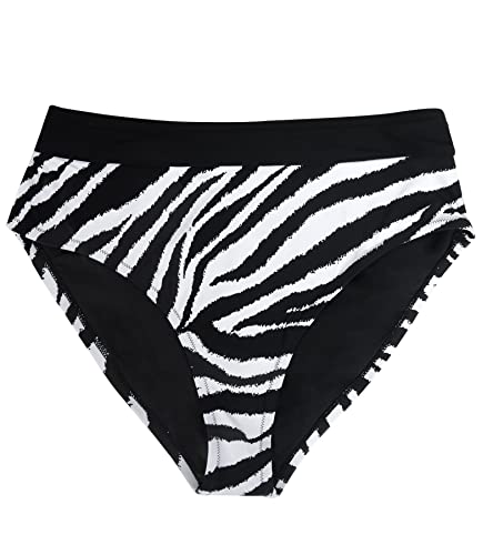 CUPSHE Women's High Waisted Plus Size Bikini Bottom Zebra Striped Bathing Suit, 0X - Image 2