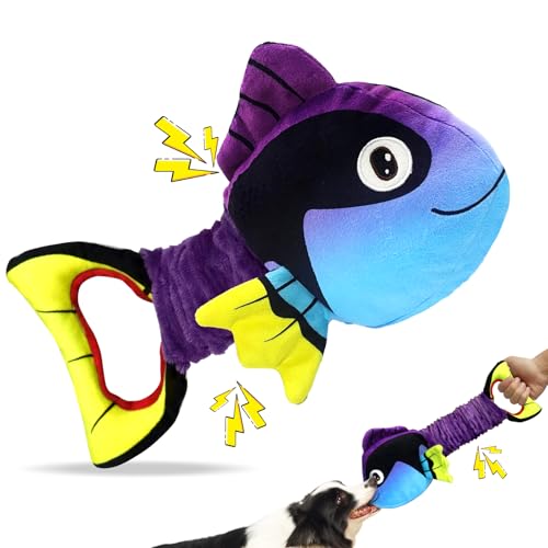 kachewlulu Squeaky Dog Toys for Aggressive Chewers -Suitable for Large Breeds-Chew Toys for Puppy Teething-Dog Toys to Keep Them Busy -Crinkle&Tug of War Play Indoor