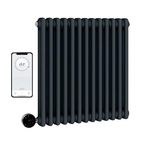 Manissa Wifi Electric 2 Column Anthracite Traditional Radiator 600mm H x 592mm W Smart 7 Day Programmable Timer App Compatibility