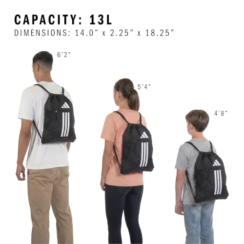 Image of adidas Alliance Sackpack - Drawstring Backpack for Sports, Small Gym, Black /3, One Size, Alliance Sackpack - Drawstring Backpack Small Bag for Men and Women